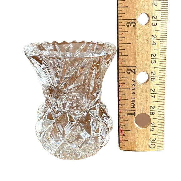 Vintage Toothpick Holder Pineapple Thistle Clear Lead Cut Glass Sawtooth Edge - Picture 5 of 5